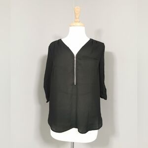 Black Sheer Zip detail Blouse - Dynamite  Size Med